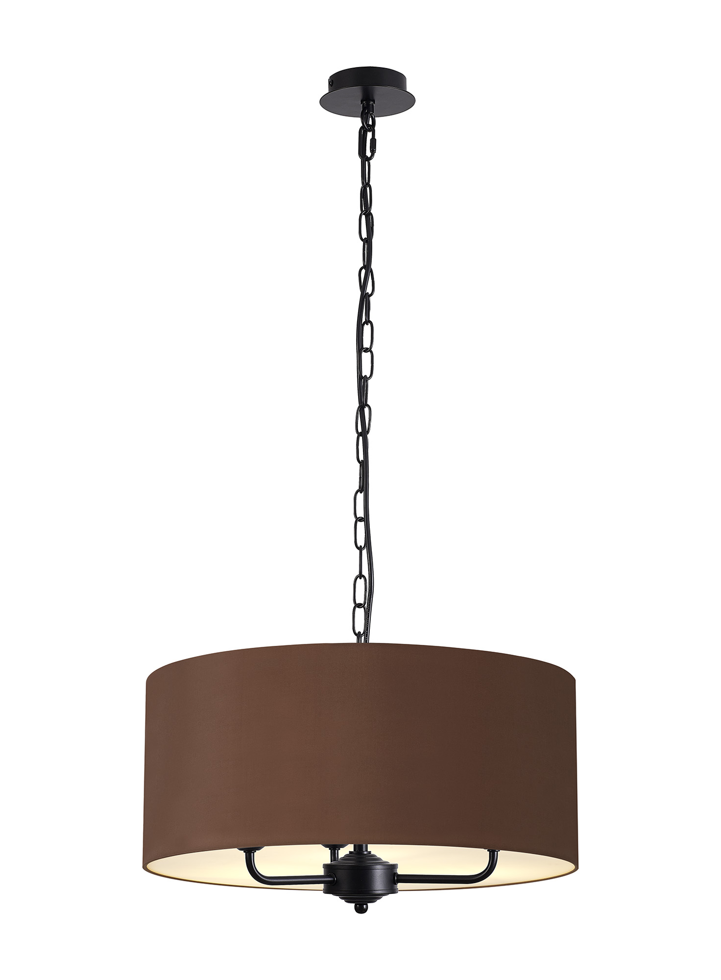 DK1039  Banyan 50cm 3 Light Pendant Matt Black, Raw Cocoa/Grecian Bronze